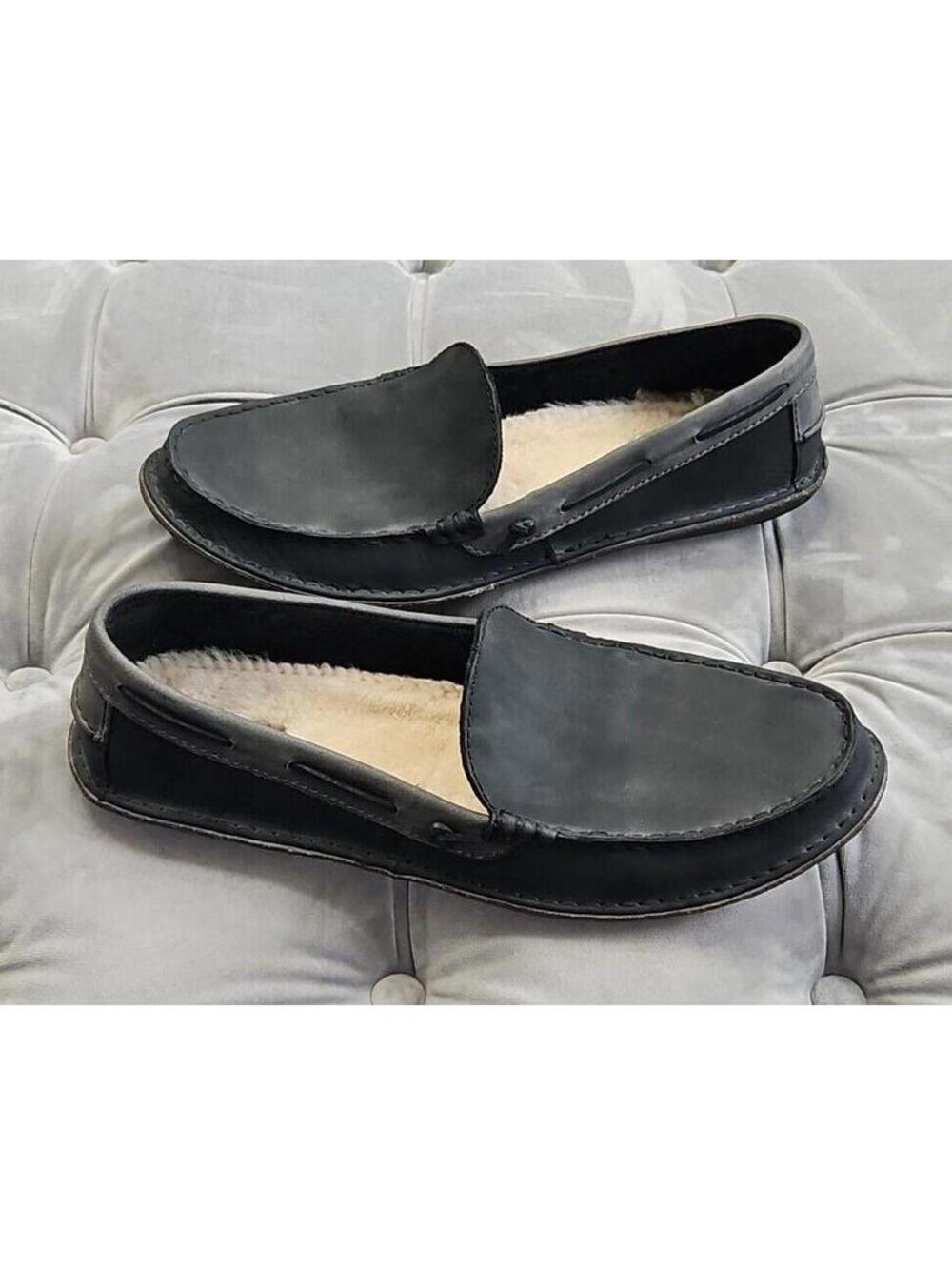UGG Australia 1005715 Gray Suede Boat Shoes Loafers Mens Flats Slippers 10